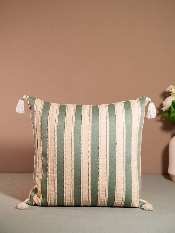 IKKAT-CISHION STRIP PATTERN-TEAL & GREY