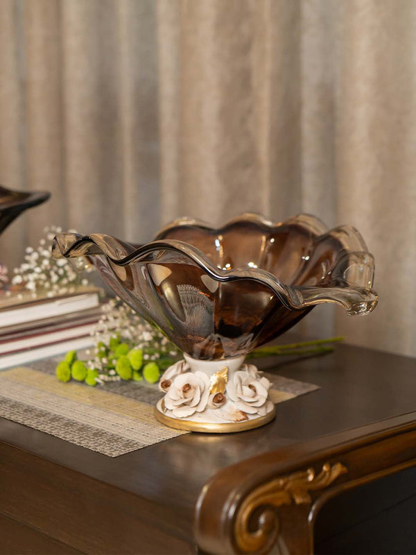 Floral-Curvy-Center-Piece-Brown-Medium