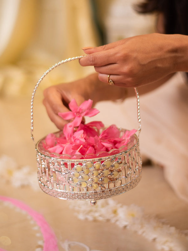 Peacock Basket - Peach Enamel