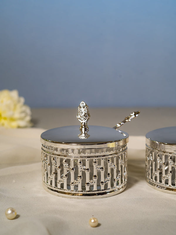 Pair Of Bamboo Sugarpot