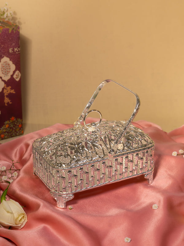 Rectangle Bamboo Pattern Basket With Handle