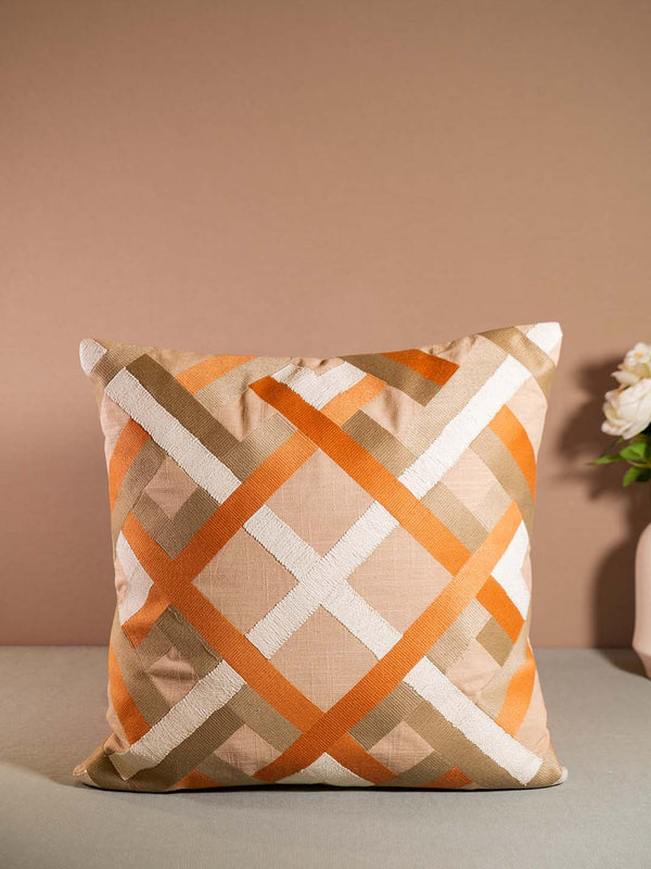 IKKAT-CUSHION WITH EMBROIDERY-BLACK