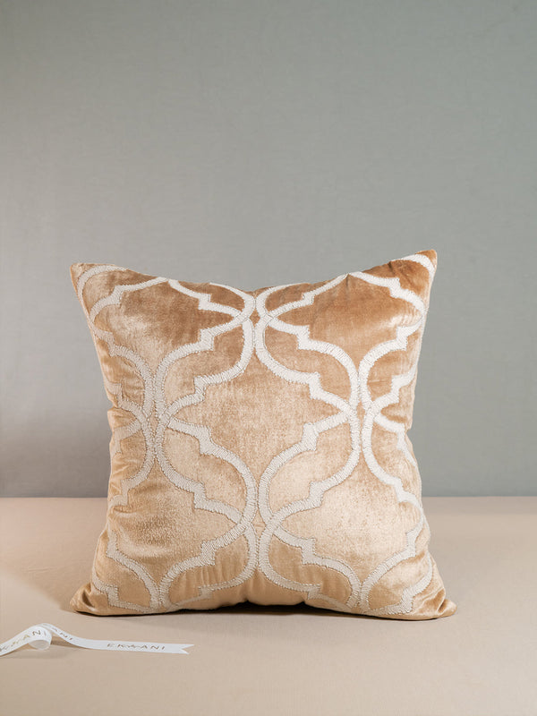 Nature Viscose Velvet With Dori Work Rust Cushion