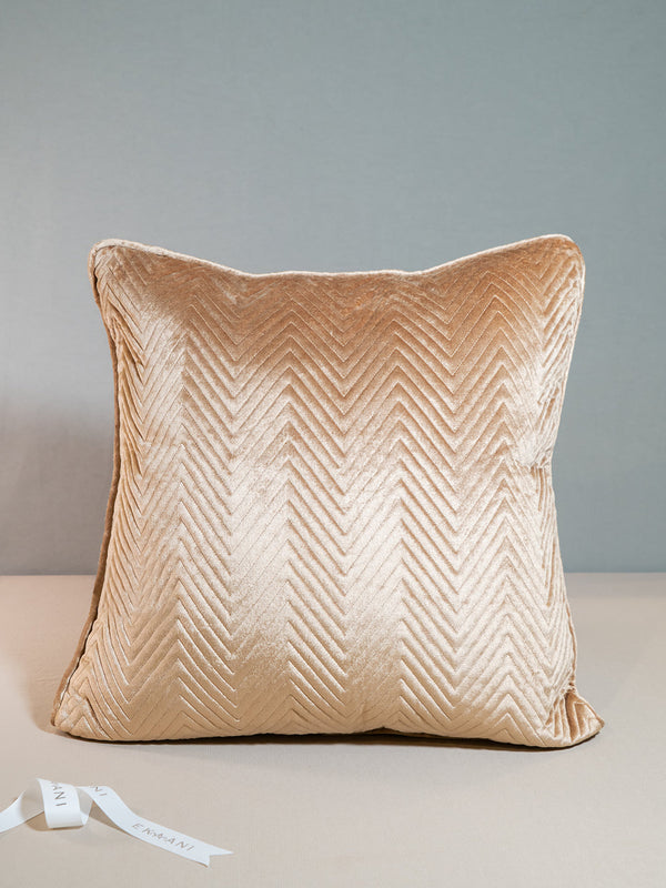 Nature Viscose Velvet Quilted Chevron Style Rust Cushion