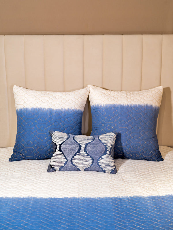 Indigo Viscose Velvet With Dori & Thread Embroidery Indigo Blue Cushion