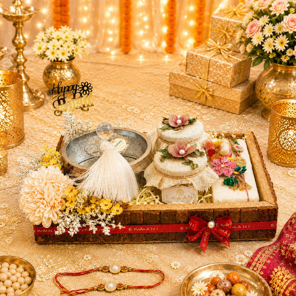Rakhi Hamper with Silver Keepsake & Dry Fruits