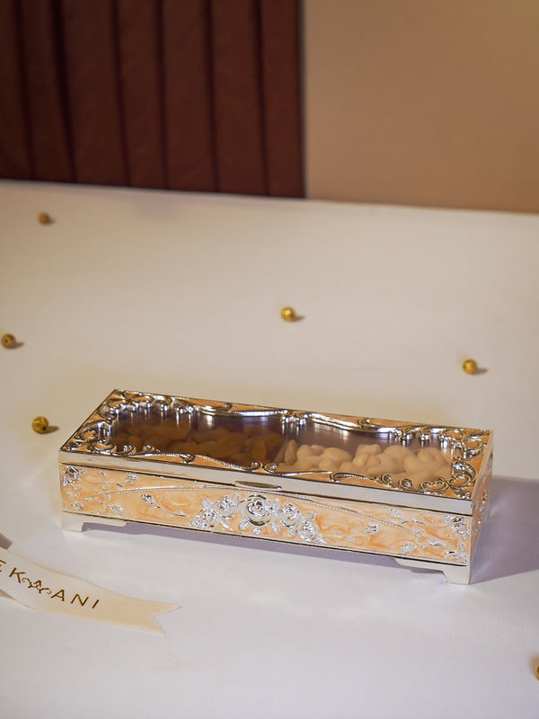 Rectangle Dryfruit Box - Peach Enamel