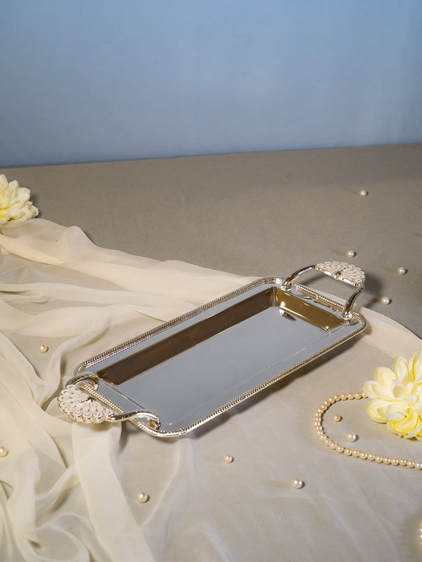 Peacock Rectangle Tray With Handle