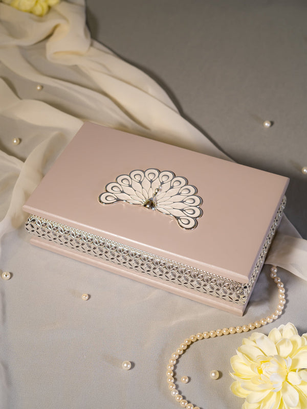 Rectangle Peacock Wooden Box (Grey)