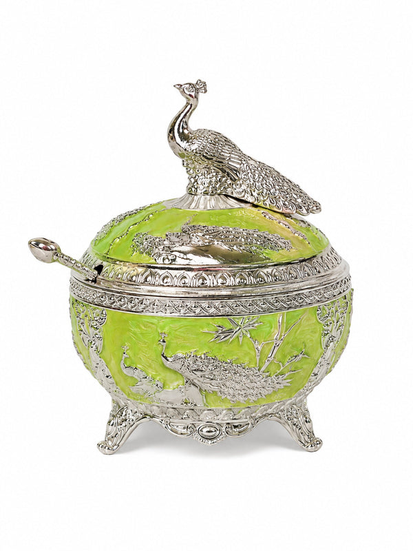 Peacock Sugarpot (Green Enamel)