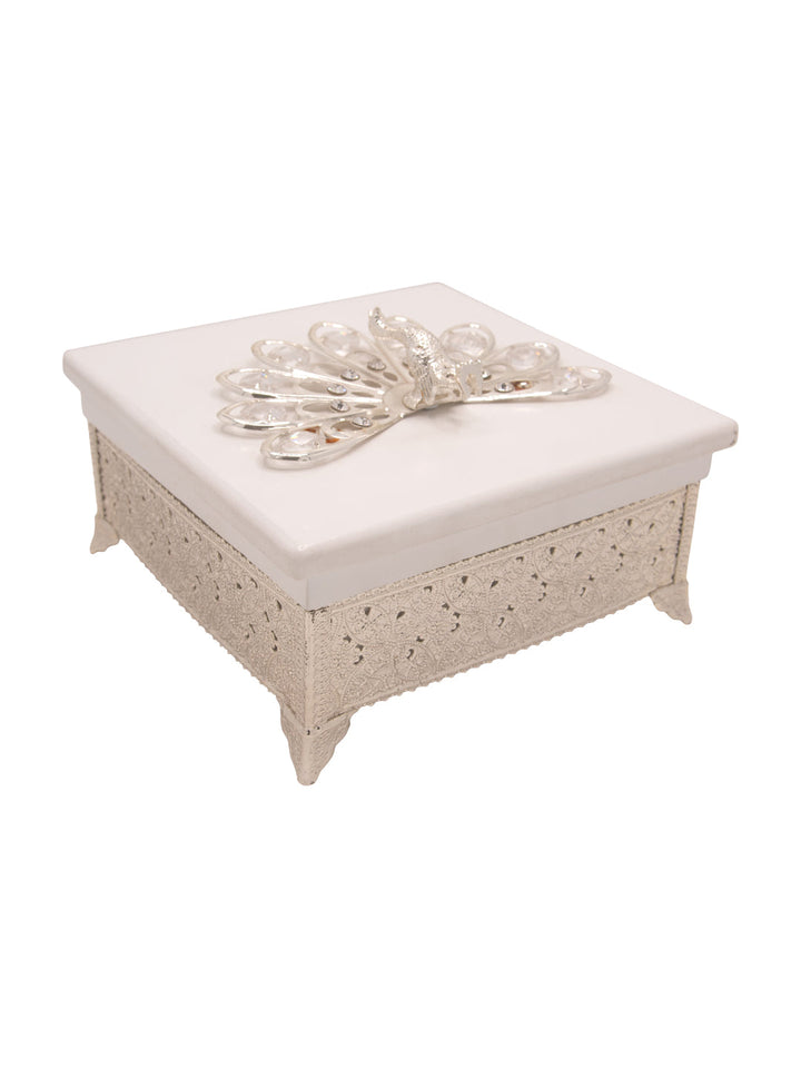 Buy White Wooden Box With Peacock