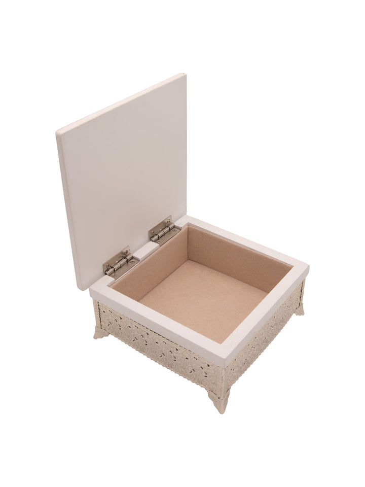 Buy White Wooden Box With Peacock