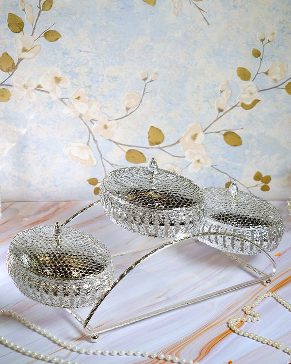 3 Tier Oval Shape Covered Bowl Stand