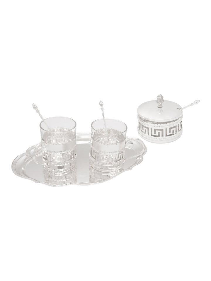 Buy Oval Tray (Ekn 685) + Sugar Pot (Ekn-585) + 2 Glasses