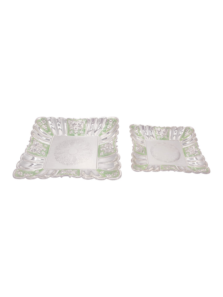Buy Square Tray With Green Enamel (S)