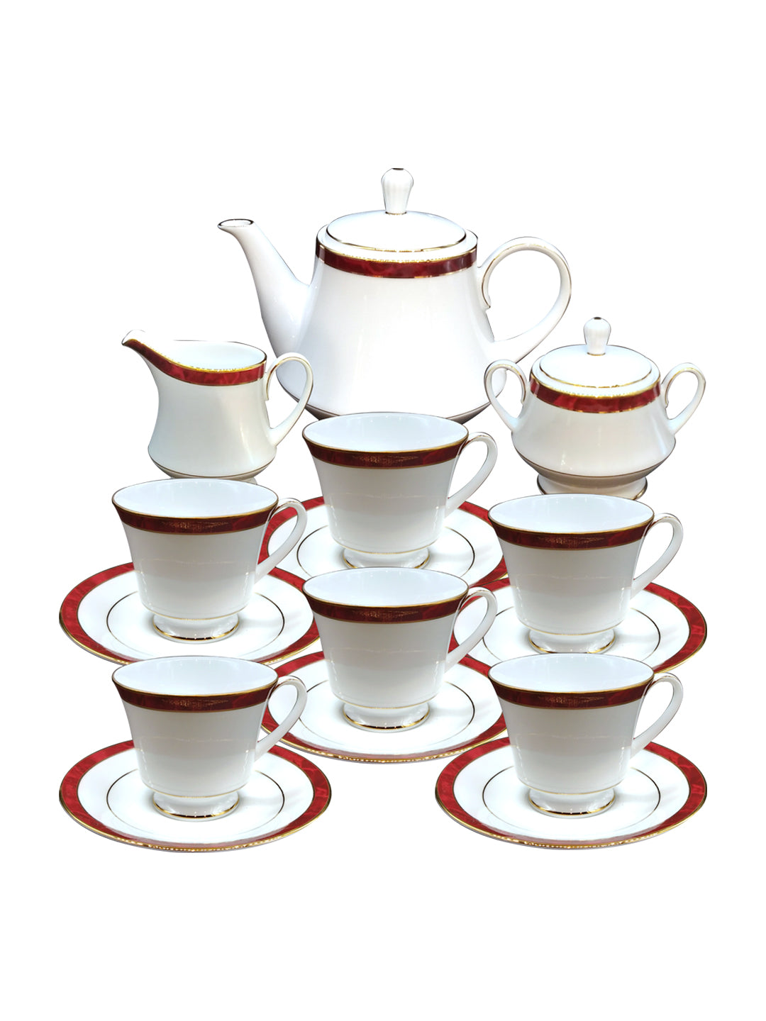 Shop Marble Red-17 Pcs Tea Set Online – Ekaani