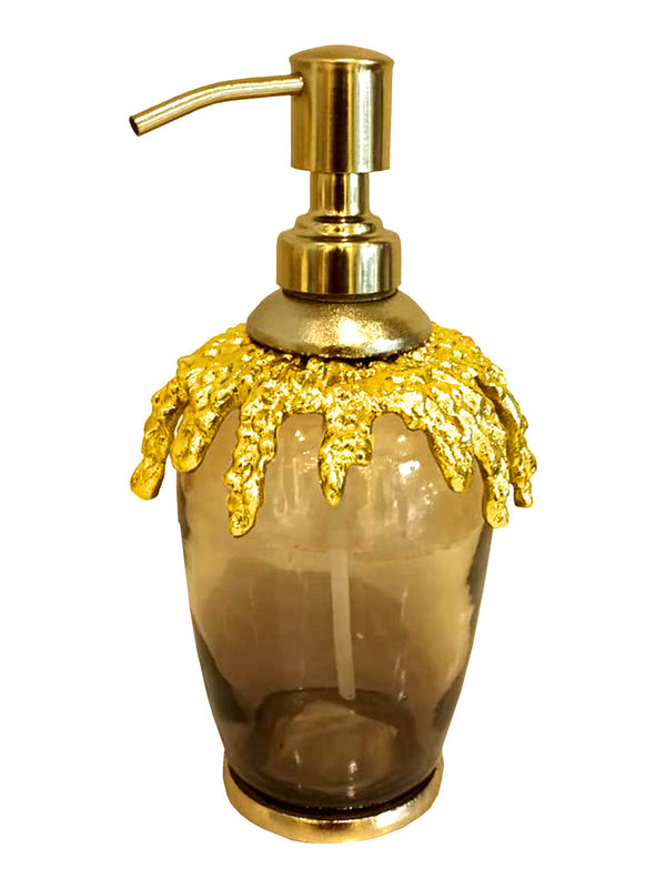 Buy Soap Dispenser Gold Finished Aluminum With Gradient Smoke Colored Glass