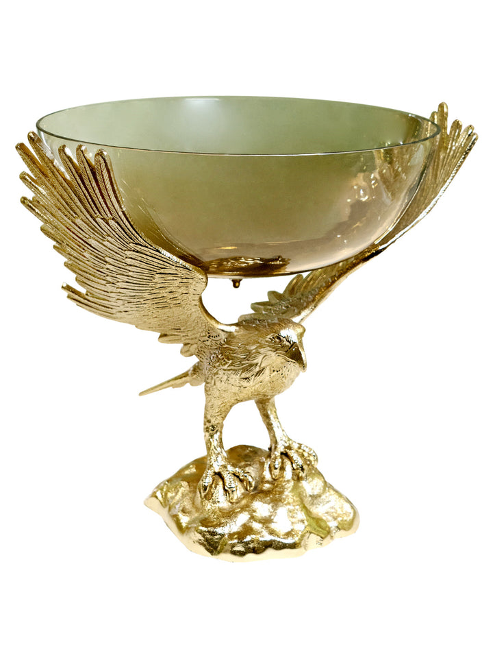 Buy Footed Bowl Eagle Gold Finished Aluminum With Half Brown Luster Glass