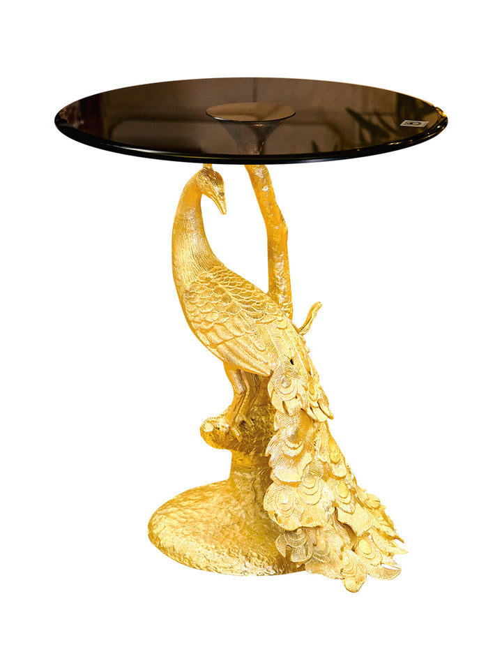 Buy End Table Set Peacock Brass Antique Finished Aluminum With 10Mm Cleat Float Glass