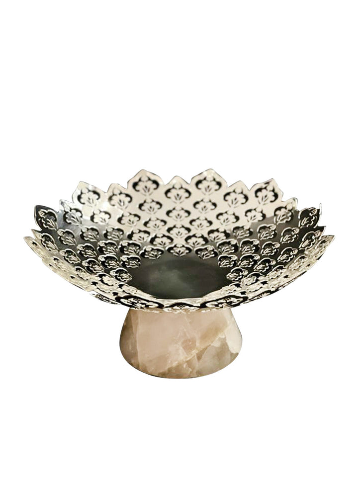 Buy Flower Jaali Bowl with Rose Quartz Base