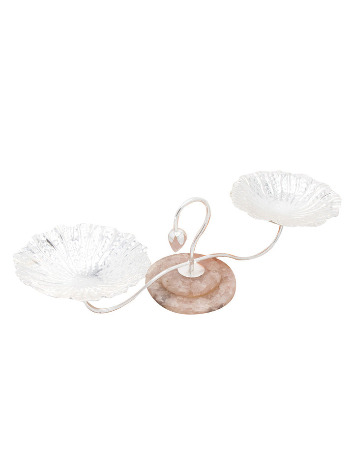 Buy Lotus Leaf Dual Nut Bowl on Rose Quartz Stone