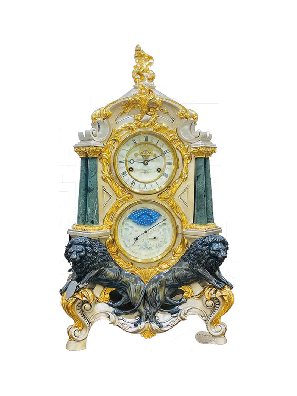 Buy Clock With Two Black Lions & Green Poles