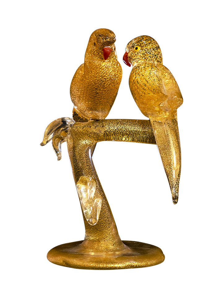 Buy Golden Colour Branch With 2 Golden Colour Parakeets