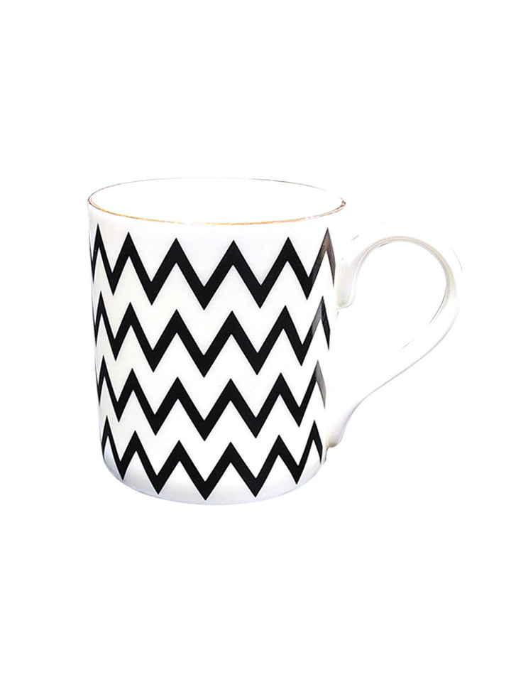 Buy Black Cheveron On White-Mugs-Set Of 6