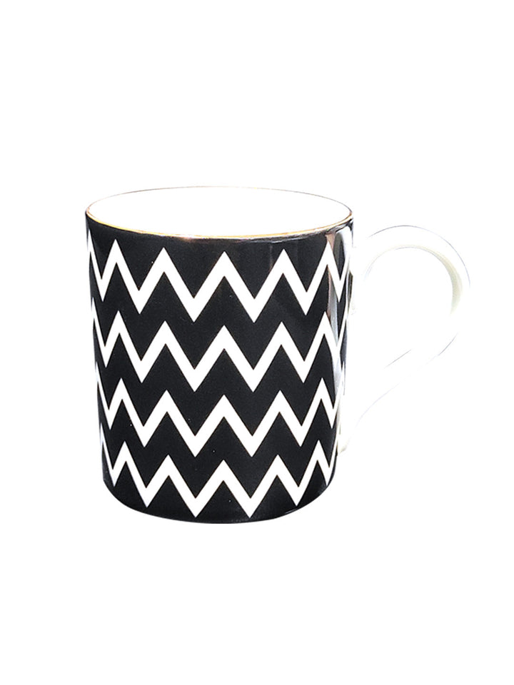 Buy White Cheveron On Black-Mugs-Set Of 6