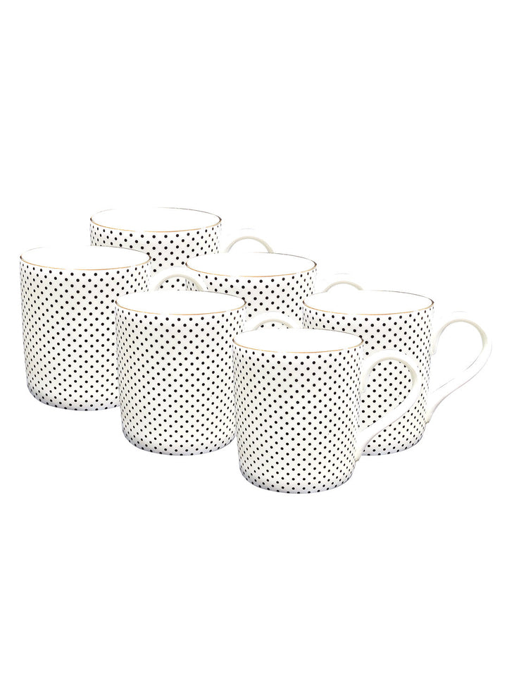 Buy White Dots On Black-Mugs-Set Of 6